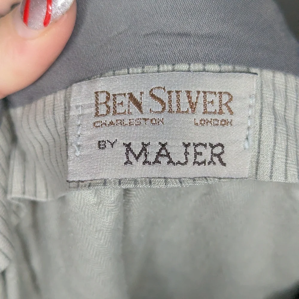 Ben Silver by Majer Dress Pants 34 X 27.5 Charcoal Gray USA Made Wool Pleated
